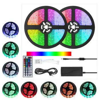 

5m 10m RGB LED Strip Lights Waterproof IP65 Christmas Tree Weddings Party Decoration Lamp with 12V 2A Adapter 30W 60W