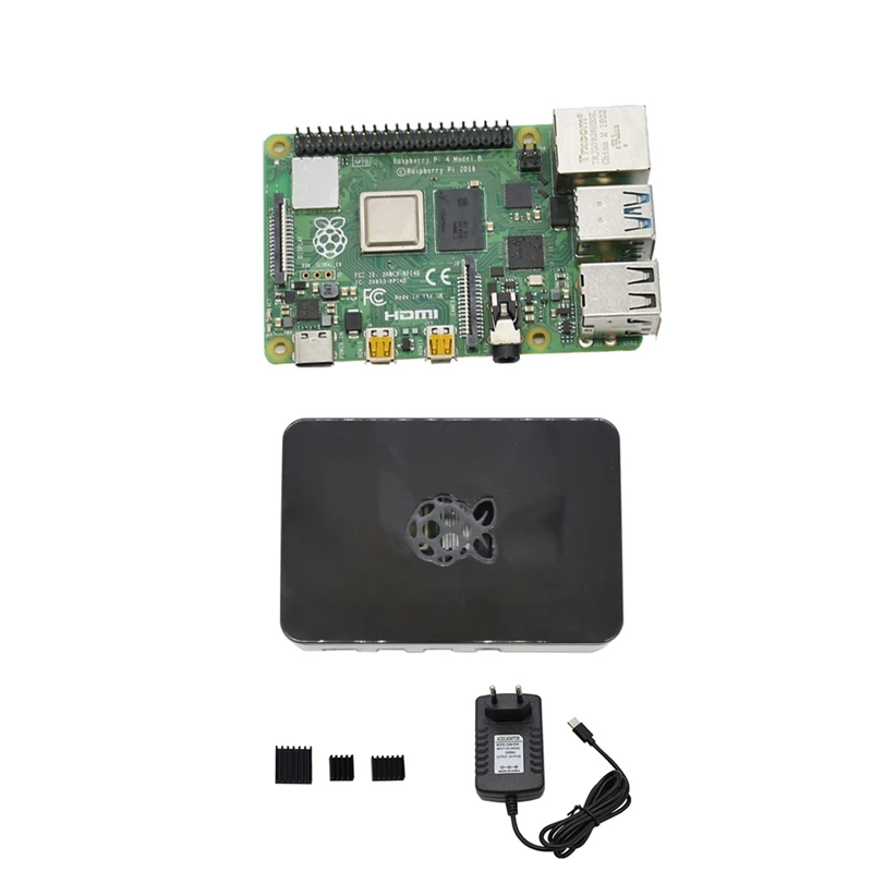 Для Raspberry Pi 4B ABS черный чехол 2G ram DIY Kit с радиатором 5V 3A адаптер питания для Raspberry PI 4 Модель B