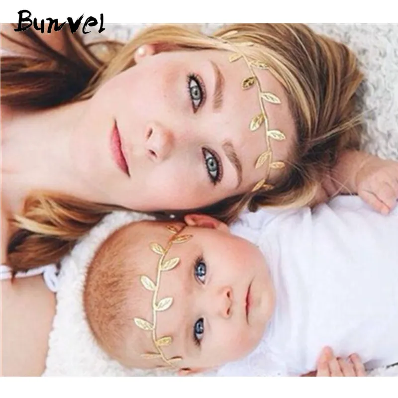 Bunvel Mommy and Me/одежда золотая серебряная повязка на голову с листьями для мамы и