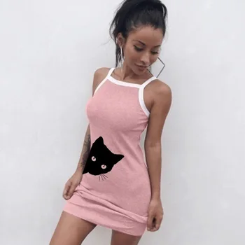 

Nightdress Sexy Nightie Sleepwear Cartoon Mouse Print Night Dress 2020 New Women Nightgown Slim Pack Hip Sleeveless Sleepshirts