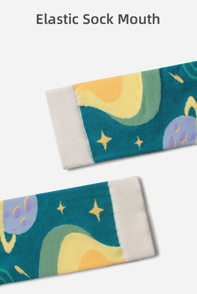 WHLYZ YW 5 пар/лот чесаный хлопок счастливые Носки для мужчин астронавт метеоров летающая тарелка красочные skarpetki в стиле «хип-хоп» с сорняками Носки