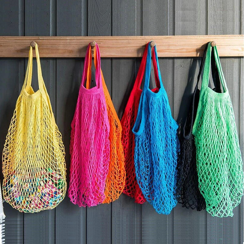 Reusable Mesh Shopping Bag String Fruit Storage Handbag Totes Women Shopping Mesh Net Woven Bag Shop Grocery Bag
