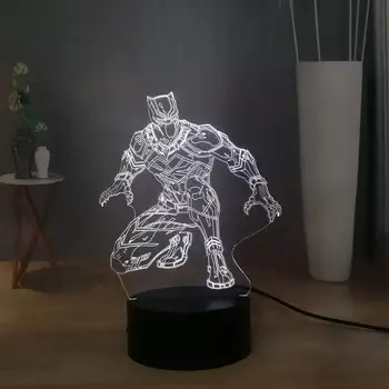 

Cool Black Panther LED Night Light Marvel Movie Superhero 3D Desk Lamp USB Remote Control Bedroom Night Lamp Plug-in Table Lamp