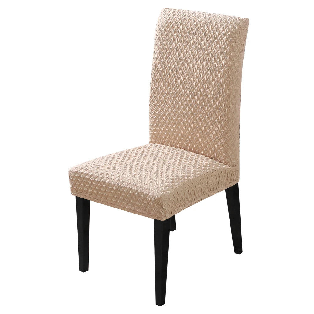 Knitting Jacquard Solid Color Big Chair Cover Thick Elastic Seat Chair Covers Stretch Slipcovers For Wedding Banquet Hotel - Цвет: beige yellow