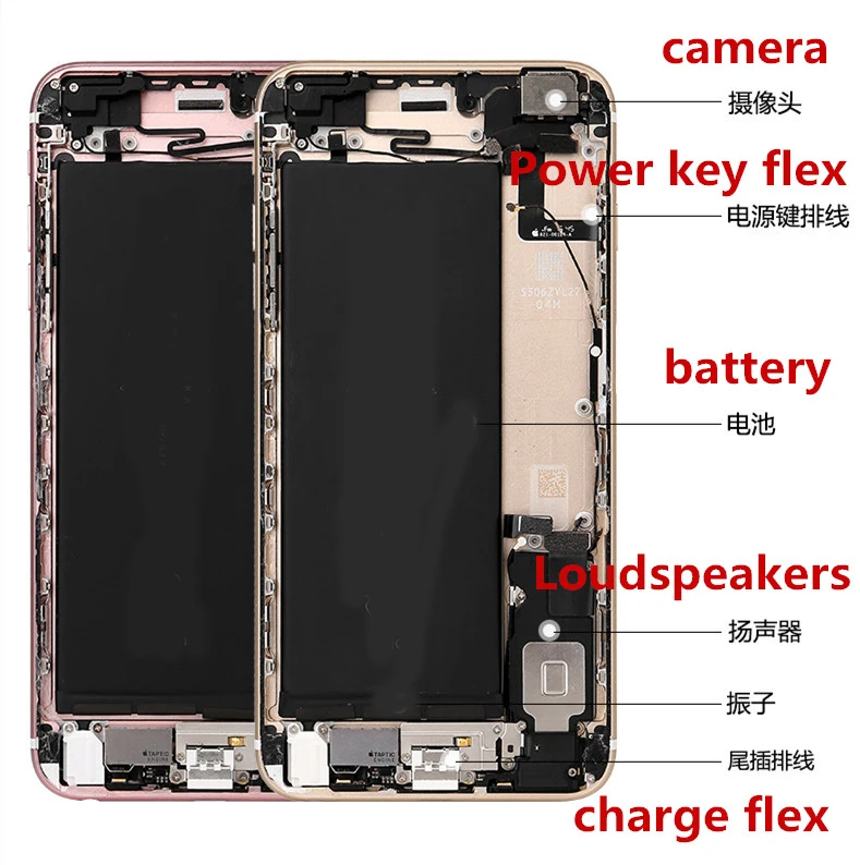 

100% original used of 95% new For iphone 6 6S 6plus 6Splus Back Middle Frame Chassis Full Housing Assembly Battery Cover with c