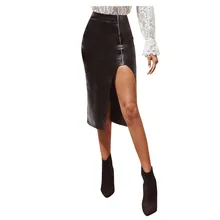 Сексуальные женские кожаные на сумку на юбку, на бедрах, с разрезом, на молнии, с высокой талией, нестандартные юбки, офисные, вечерние, черные, карандаш, до колен, юбки# YJ2