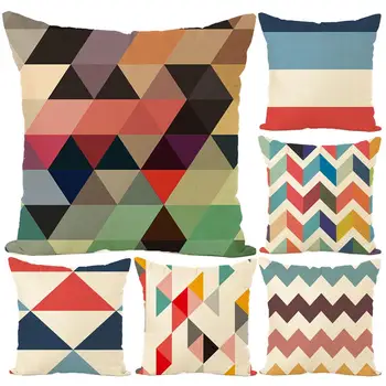 

Linen Graphic Pattern Square Linen Throw Pillow Case Cushion Cover Sofa Bed Car Decor 13 Color No Pillow Core