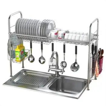 

304 stainless steel dish rack sink drain rack kitchen rack supplies storage rack pool to dry dishes dish shelf