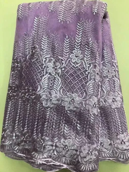 

New Arrival African French Net Lace Fabric High Quality With beads Tulle Lace Fabric For Wedding Dress Free shipping SLL3767