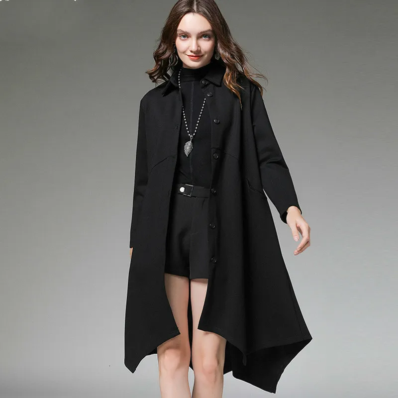 

[LANMREM] 2020 autumn and winter new products Fashion long lapels irregular loose thin striped coat women PA465