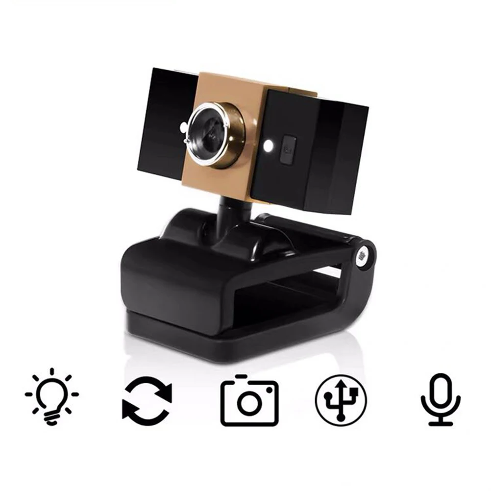 

USB Computer Camera Webcam with Microphone 360° Rotation Widescreen Lens for Video Calling, 480P Web Camera, Black