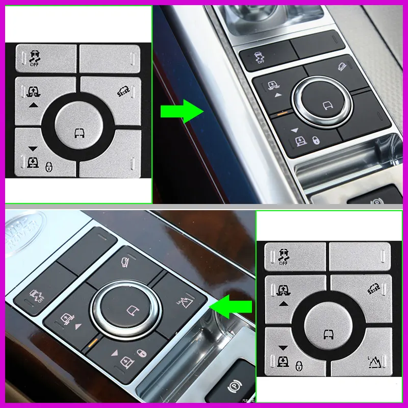 

Car Accessories Driving Mode Button Protection Sticker For Land Rover Range Rover Executive/Sport 2018-2020 Chrome 7 Pcs Silver