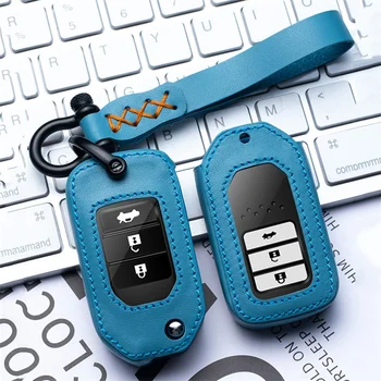 

Leather Car Key Covers Case For Honda Civic HRV Accord Pilot Odyssey CRV City Fit Freed Vezel Jazz 2015-2018 Key Accessories