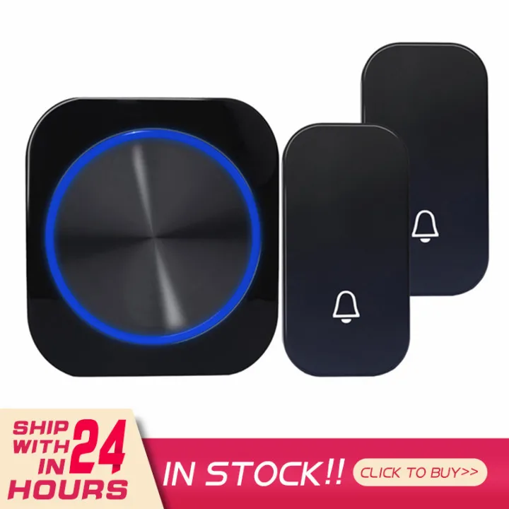 Timbre de puerta inalámbrico con batería, enchufe europeo inteligente, 1, 2 botones, 1 y 2 receptores, con autoalimentación, resistente al agua, luz nocturna
