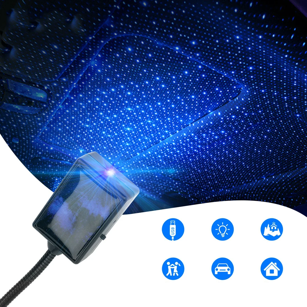 

1 шт. синий мини-USB автомобильный SUV интерьер крыша атмосфера окружающая лампа светодиодный проектор звездный ночник декоративсветильник свет s автомобильный Стайлинг