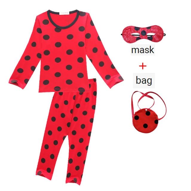 Pijama de Lady Bug Ladybug de otoño para niños, conjunto de ropa con estampado de lunares rojos, disfraces de de Navidad para niñas, ropa para Cosplay - AliExpress