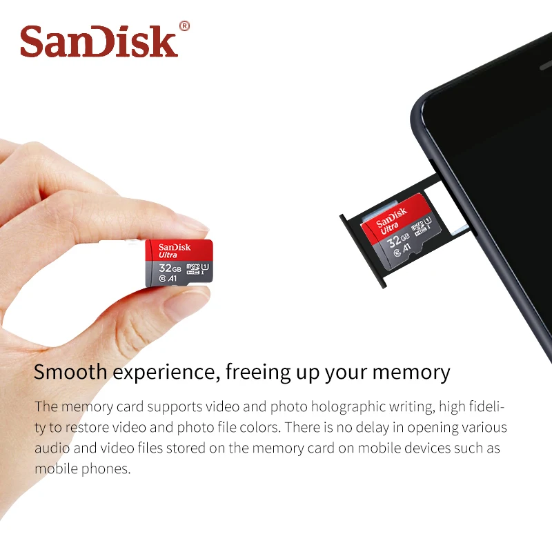 Двойной Флеш накопитель SanDisk A1 Miicro SD Card 64 ГБ 32 оперативной памяти 16 Гб встроенной