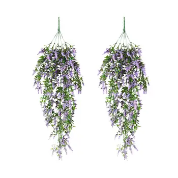

2 Pcs/Set Artificial Vine Plants Balcony Wall Hanging Fake Plant Leaves Lavender Flowers Home Wedding Party Decoration
