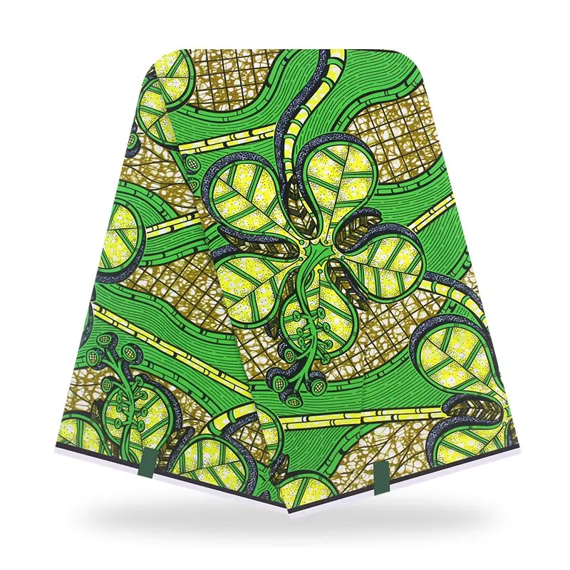 Зеленые геометрические фигуры Новая африканская вощеная ткань 100% хлопок 6 ярдов