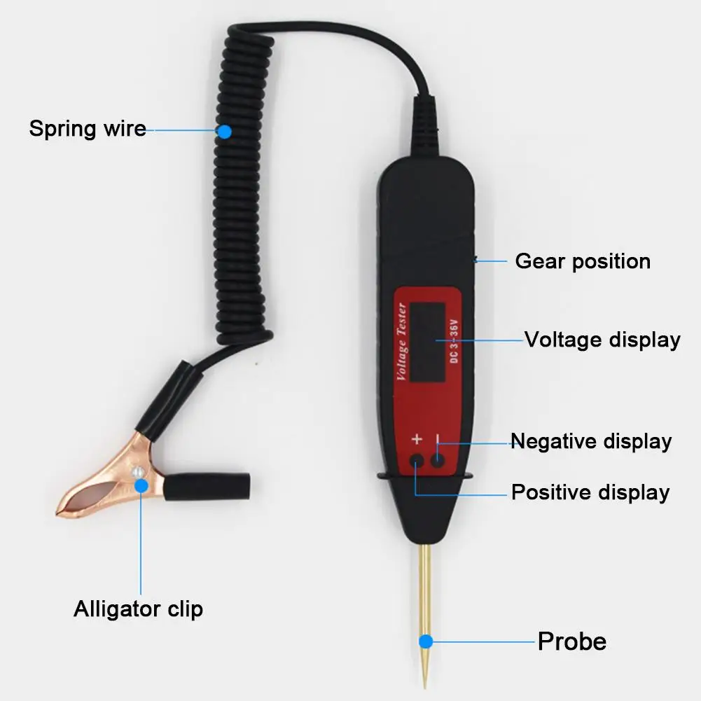 Car Digital LCD Circuit Tester Automobile Maintenance Voltage Test Pen