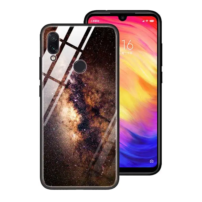 T10 Чехол из закаленного стекла для Red mi 7 8A Note6 7 8 K20 K20 Pro Shell для Xiaomi mi A3 CC9E CC9 силиконовый край чехол с градиентом звездного пространства - Цвет: T10