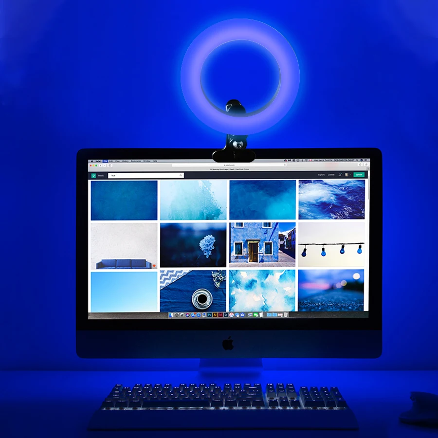 Светодиодный светильник MEZHER с регулируемой яркостью RGB, 6 дюймов, заполняющий светильник с настольным зажимом для фотосъемки, кольцевая лампа для макияжа, прямая трансляция