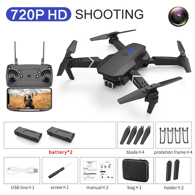 2021 NEW Drone 4k profession HD Wide Angle Camera 1080P WiFi fpv Drone Dual Camera Height Keep Drones Camera Helicopter Toys 720P-2Battery