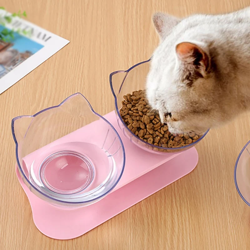 Cuencos antideslizantes para gatos, cuencos dobles con soporte levantado, cuencos de agua y comida para mascotas, comederos para gatos y perros