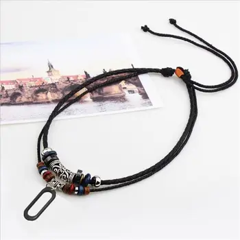 

For Xiao mi Band 5 Bracelet Fashion Beaded leather rope braided vintage necklace rope Silicone Necklace with Cover