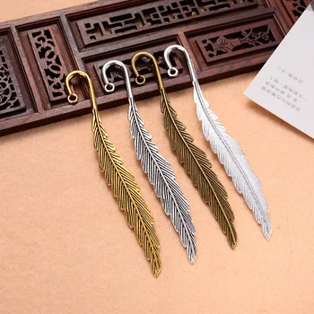 

5pcs 115x13mm Metal Big Feather Bookmark Retro Antique Bronze Handmade Crafts Accessories for Jewelry Making Material DIY Gifts