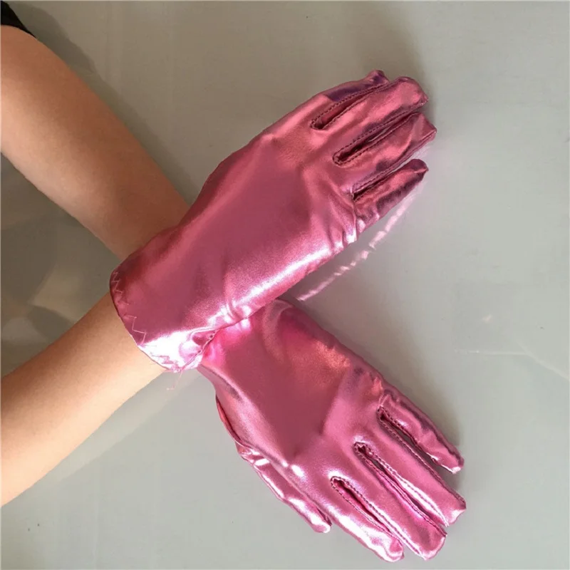 pink Короткие блестящие перчатки длиной до запястья элегантные золотые перчатки для банкета на запястье Вечерние перчатки для танцев gant mariage ST264 - Цвет: pink