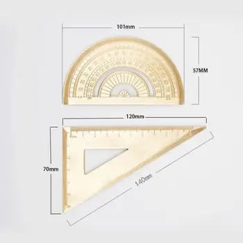 

1pcs Brass Geomitric Ruler Golden Retro Semicircle & Copper Length Protractor Office Quality School Protractor 12cm Supply V8E4