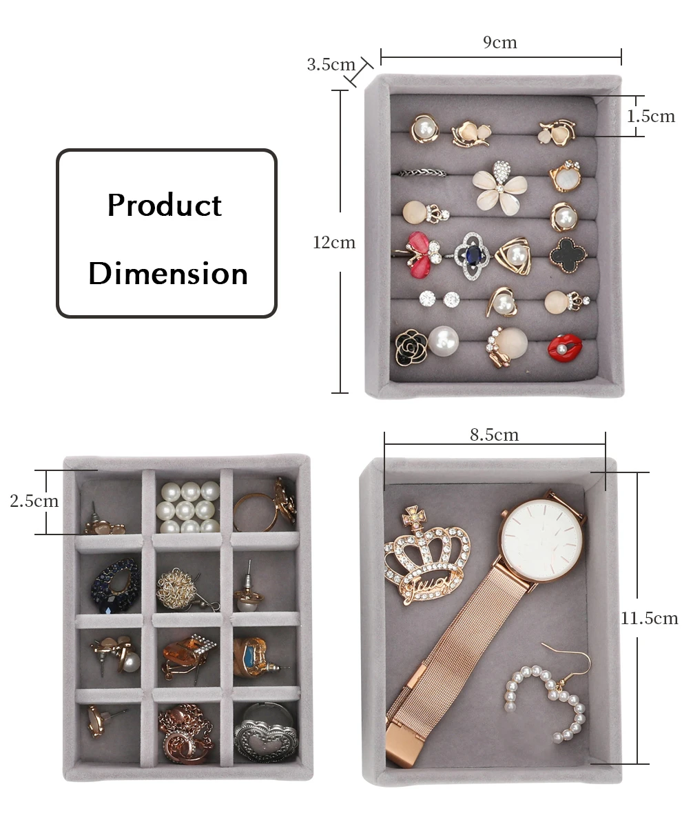 Маленькое бархатное кольцо, серьги для ногтей, дисплей, держатель, лоток, Штабелируемый кулон, ожерелье, браслет, часы, хранение ювелирных изделий, чехол-Органайзер