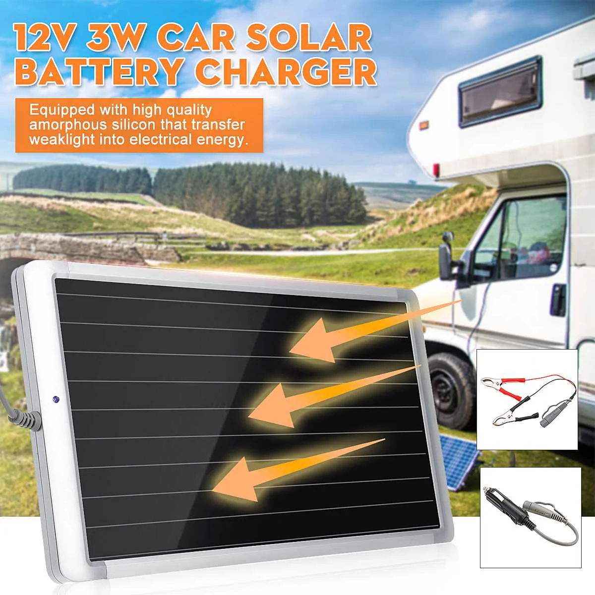 Солнечная Автомобильная батарея зарядное устройство 12 В 3W солнечная панель Струящееся зарядное устройство для сотового телефона автобусы автомобили лодки ATV батарея Зарядка солнечная панель