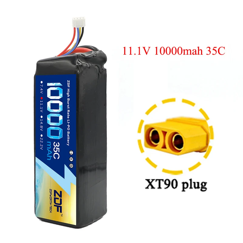 11.1v XT90 plug ZDF RC автомобиль Lipo батарея 2S 3S 7,4 V/11,1 V 10000mah 35C Max 70C XT90/XT60/T Разъем для Rc самолета Traxxas автомобиль RC грузовик - Цвет: 11.1v XT90 plug