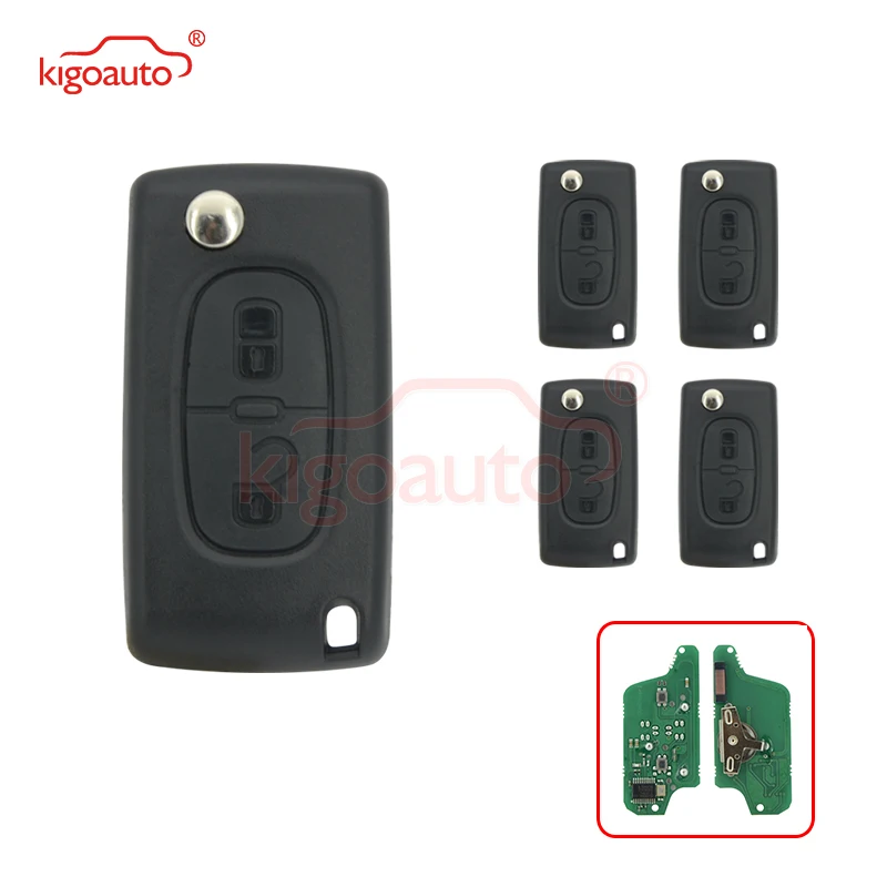Складной ключ Kigoauto 5 шт. кнопка CE0523 2 HU83 434 МГц pcf7941 для Peugeot 207 307 407 807|Охранная