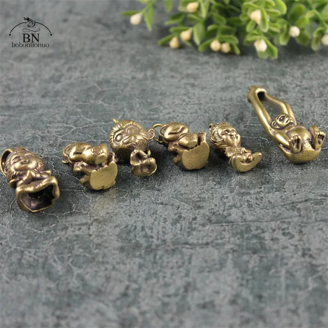 銅製置物 天干戦士  猿 極細工 工芸品 美術品 手彫り インテリア置物 銅製 猿 瑞獣小掛 茶寵 手把件 装飾品 工芸品 美術品 置物