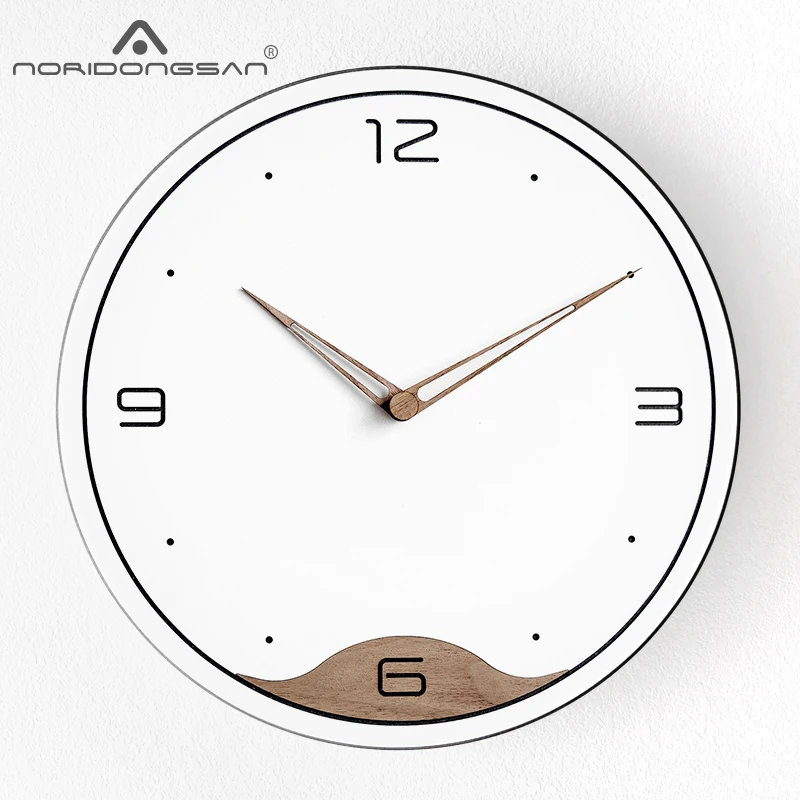 Nordic Wooden Wall Clock Simple Modern Design Minimalism Style Living Room Decoration 3D Art Clock Wall Watch Home Decor 12"