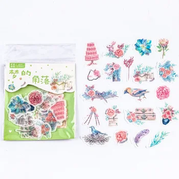 

40 stickers /Bag Flowers & Birds Notebook Diary Stickers Decorative Sticker