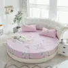 Printing Round Mattress cover 100%cotton Bed sheet fitted sheet with Elastic Themed Hotel Motel Home textiles no pillowcases 5