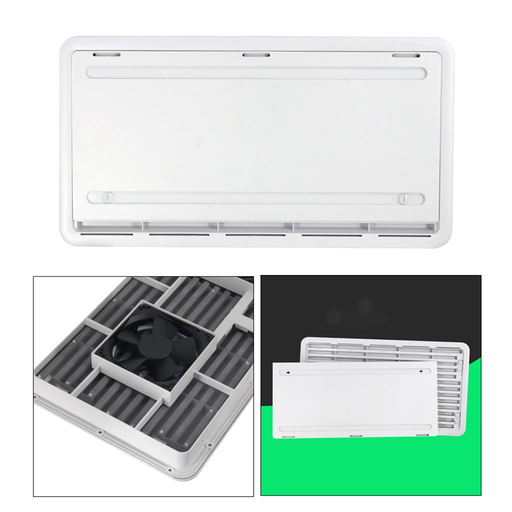 Universal RV Storage Hatch with Fans Travel Trailer Accessories, White