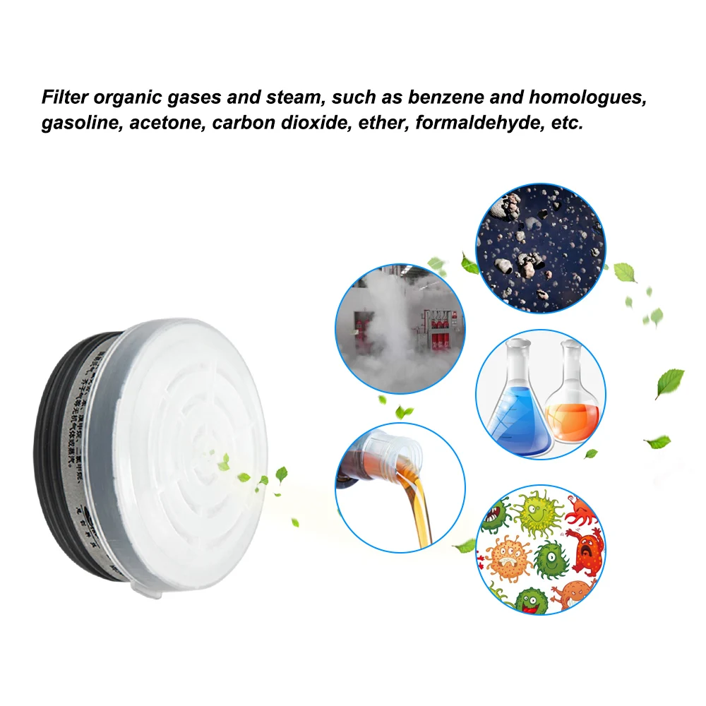 1 Pair Gas Mask Respirator Filter Activated Carbon Mask Filter Cartridge for Painting Spraying Protection of Inorganic Gas