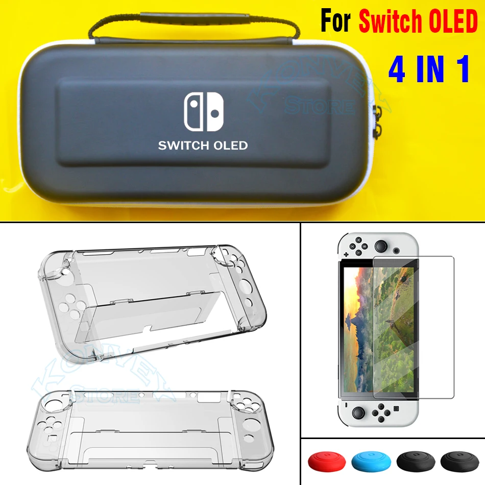 4In1 Per Nintendo Switch Custodia Oled Custodia Custodia Custodia In Cristallo Schermo Pellicola In Vetro Per Nintendo Switch Accessori Oled