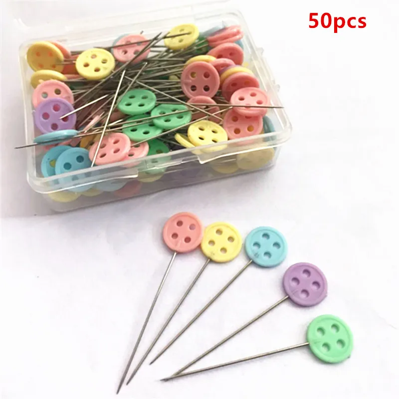 50PCS Sewing Accessories Patchwork Flower/Bow tie/Button Pins Pin With Box DIY Arts Crafts | Дом и сад