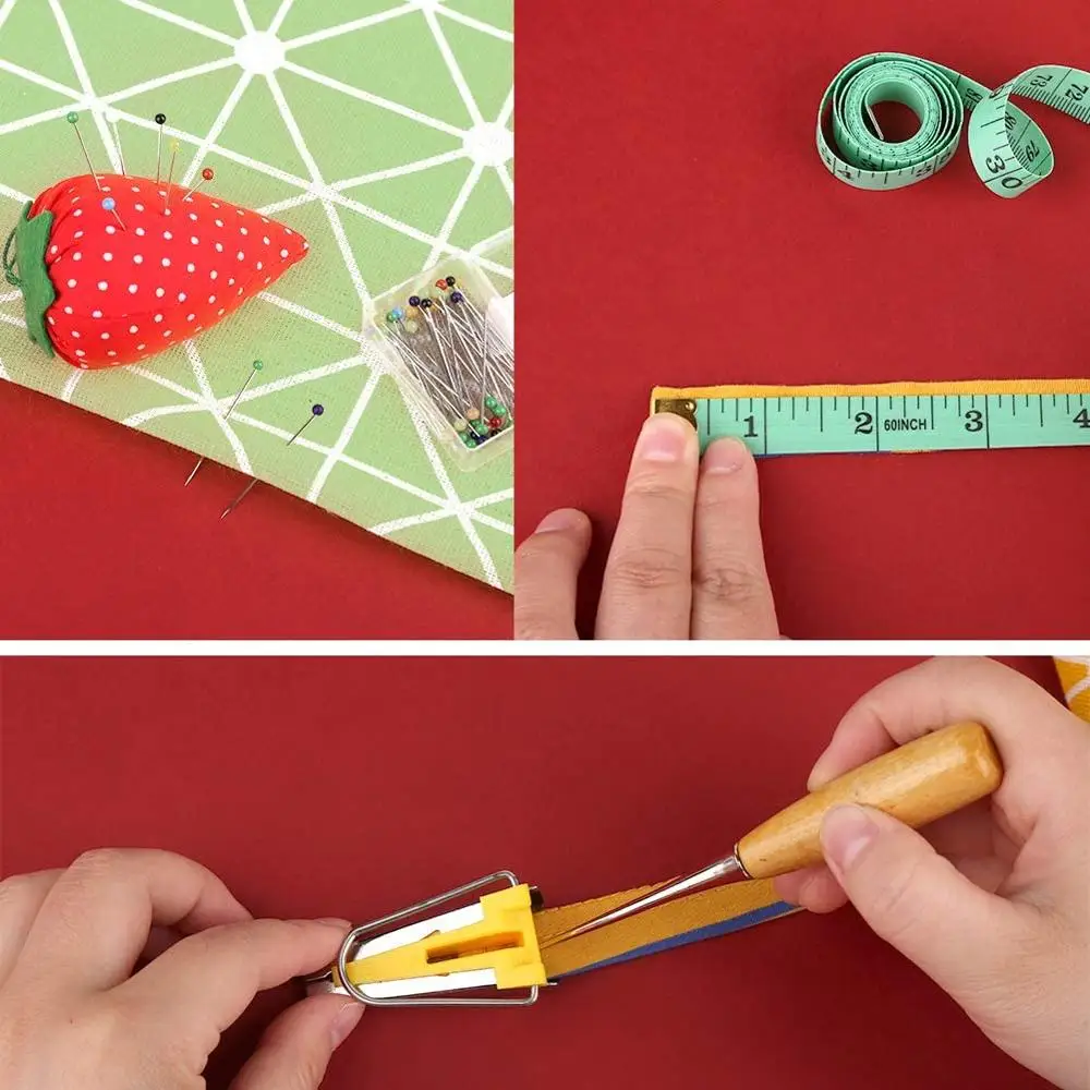MIUSIE Fabric Bias Tape Makers Kit with Rotary Cutter, Sewing Clips, Sewing Machine Presser Foot, Rotary Cutter for Fabric-4