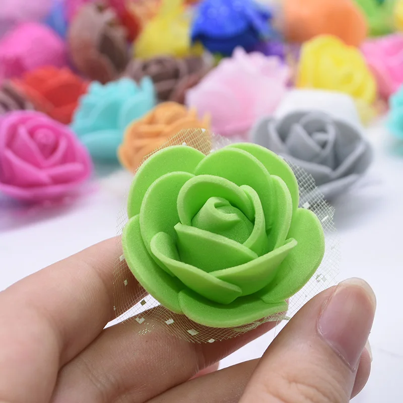 200pcs 3cm Multicolor Mini Foam Rose Artificial Flower Roses DIY Wreath Marriage Wedding Decoration Flowers Scrapbooking Flores