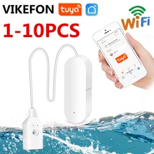 1-10 Uds Tuya Wifi Smart fugas de agua alarma WIFI fuga de agua Detector Sensor de alerta de inundación de desbordamiento de sistema de alarma de seguridad Tuyasmart