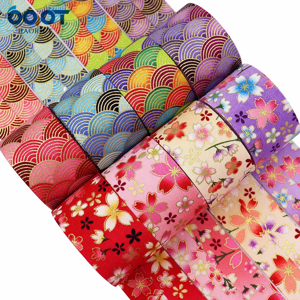 Double-Sided Colorful Flowers Cloth Ribbons 5 Yards M-21510-512 DIY Crafts Hairclip Apparel Accessories and Sewing Decorations ribbon decoration,ribbon supplies,sewing ribbon