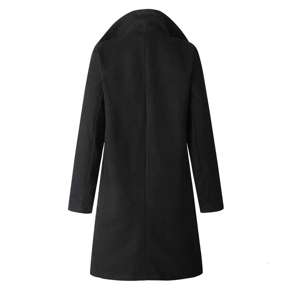Однотонное пальто, осенняя куртка, повседневное женское длинное шерстяное пальто, однобортное тонкое женское зимнее шерстяное пальто