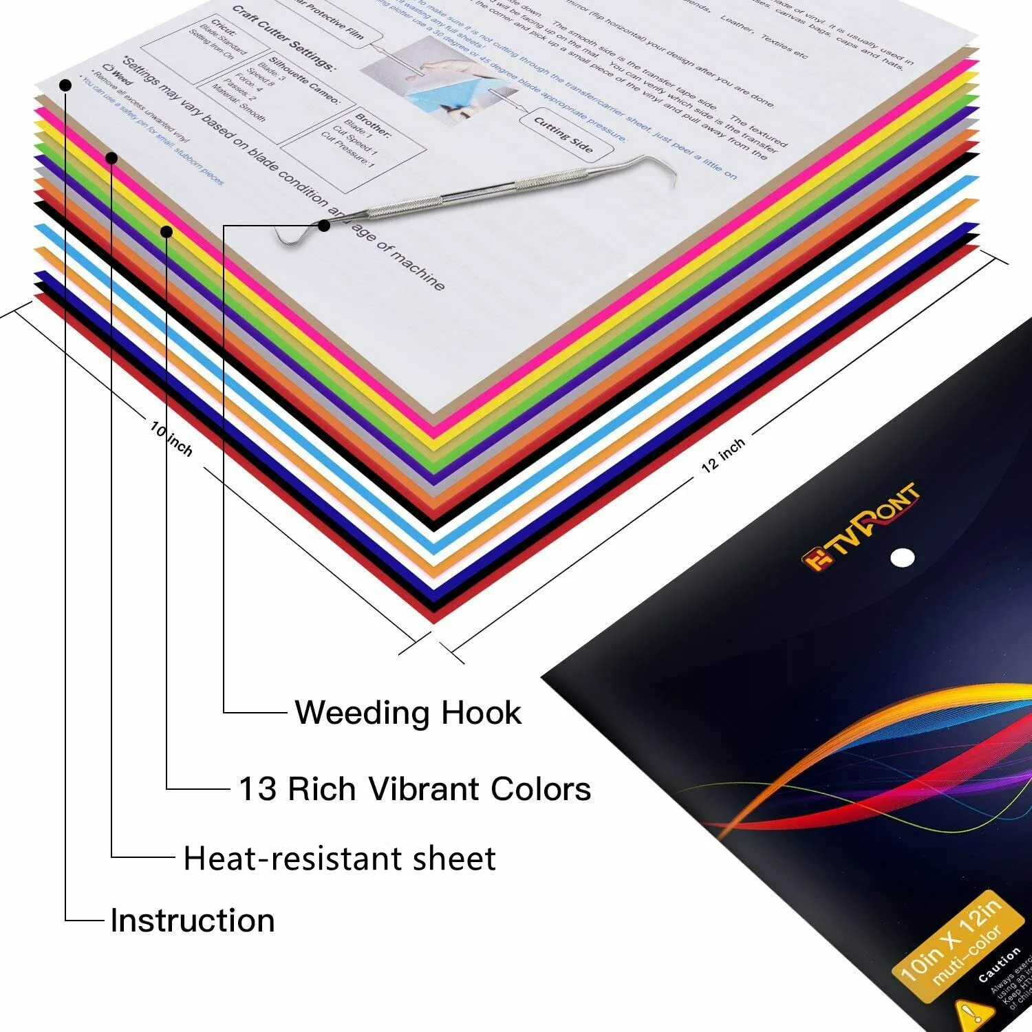 Color Changing Vinyl Sheets, 20 Pack 12x 10 Heat Transfer Vinyl Bundle,  10 Colors Sun Color Changing HTV Vinyl, Sunlight Sensitive Iron On Vinyl  for